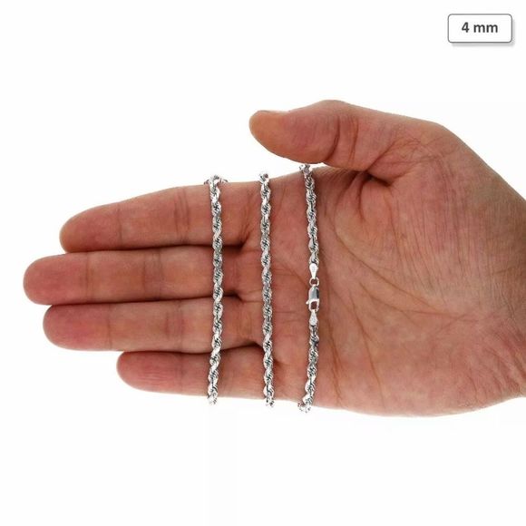 Other - New 14K Real White Gold 4mm 30” Rope Chain